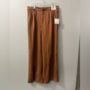 Happily Grey brown‎ wide leg split front hem trouser pants NEW